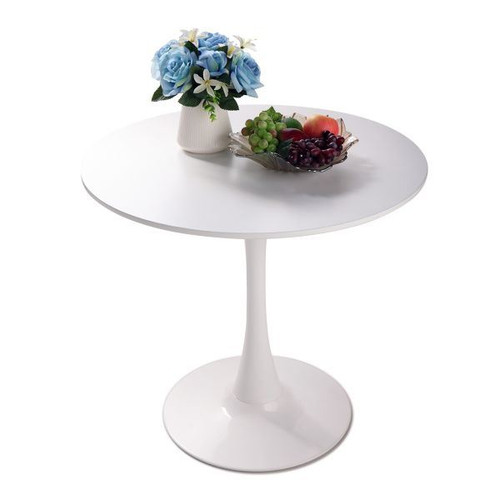 31.5"H White Tulip Table Mid-Century Dining Table with Round MDF Table Top, Pedestal Dining Table, End Table Leisure Coffee Table XH