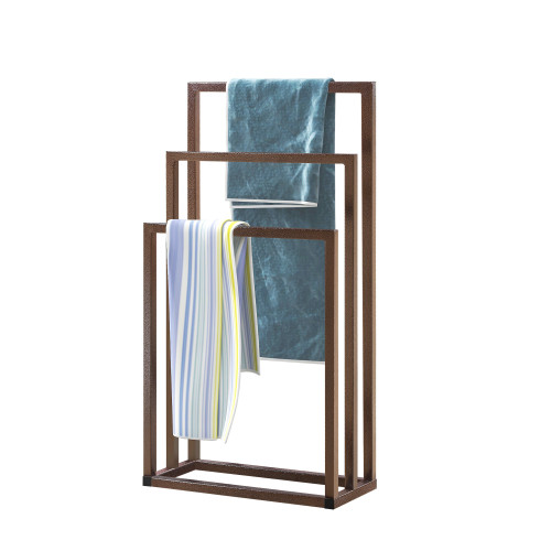 Metal Freestanding Towel Rack 3 Tiers Hand Towel Holder Organizer for Bathroom Accessories, Brown