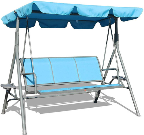 3 Person Patio Swing Seat with Adjustable Canopy for Patio, Garden, Poolside, Balcony