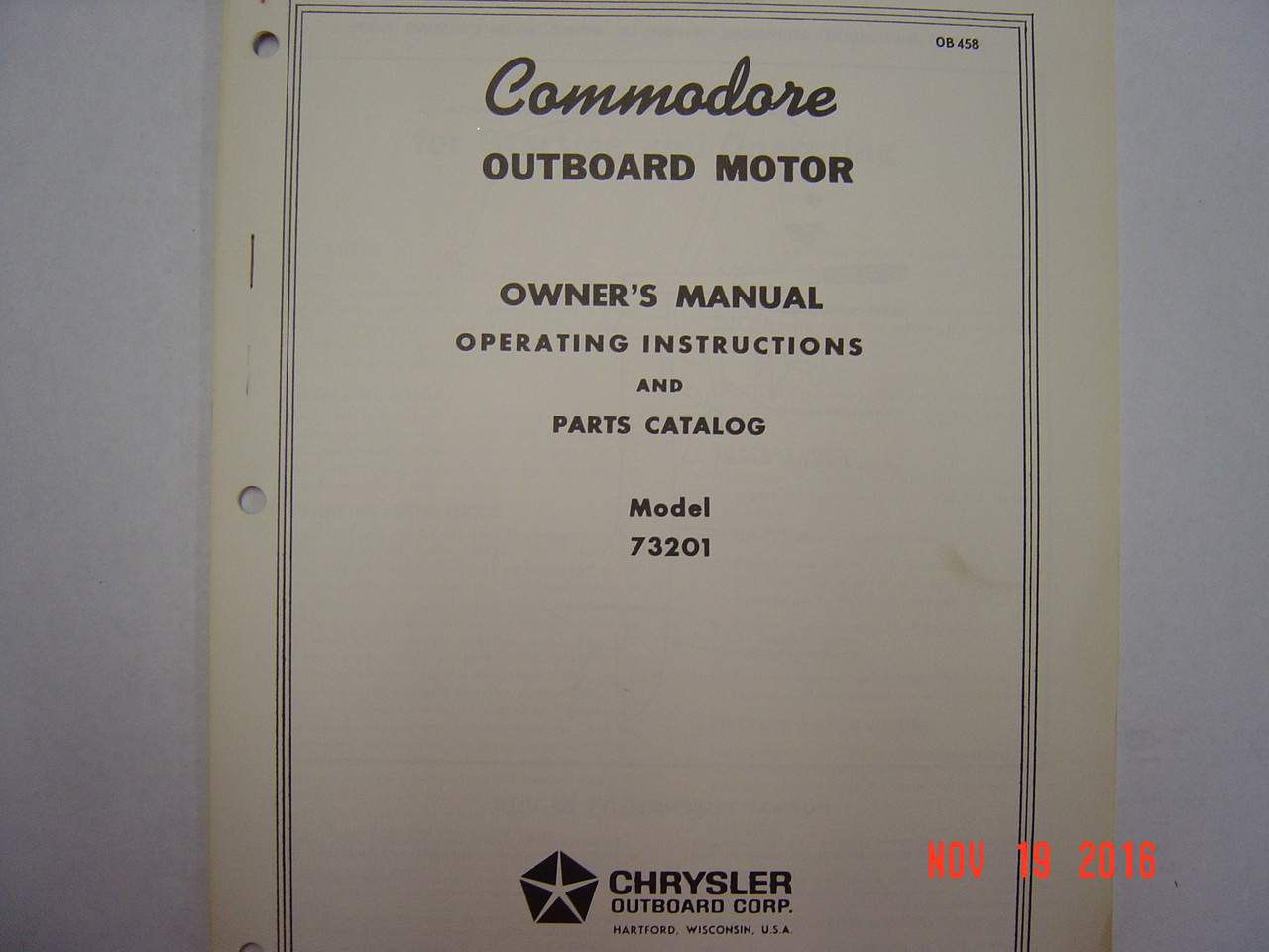COMMODORE 7.5 HP 1965 PARTS MANUAL