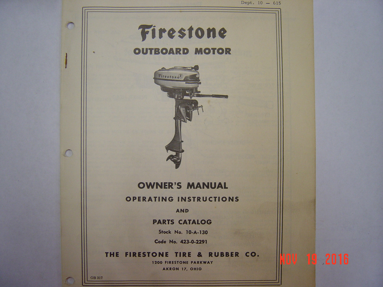 FIRESTONE 2HP PARTS MANUAL