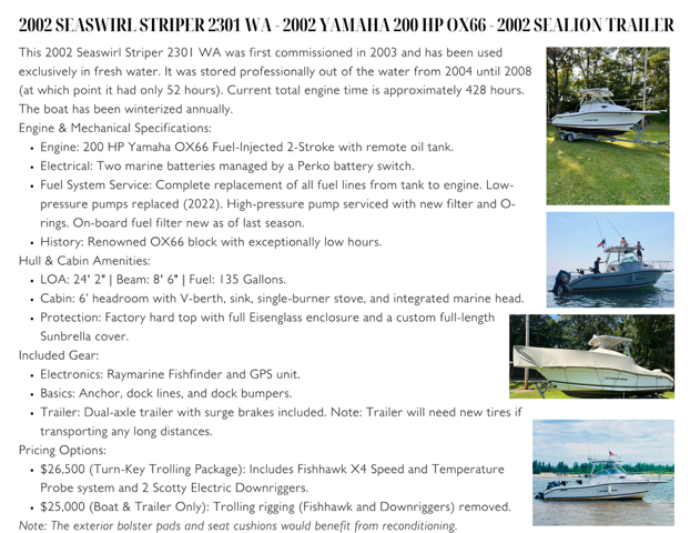 2002 2301 SEASWIRL STRIPER BOAT