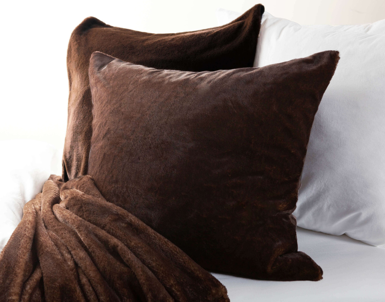 Faux Fur Euro Sham Dark Brown