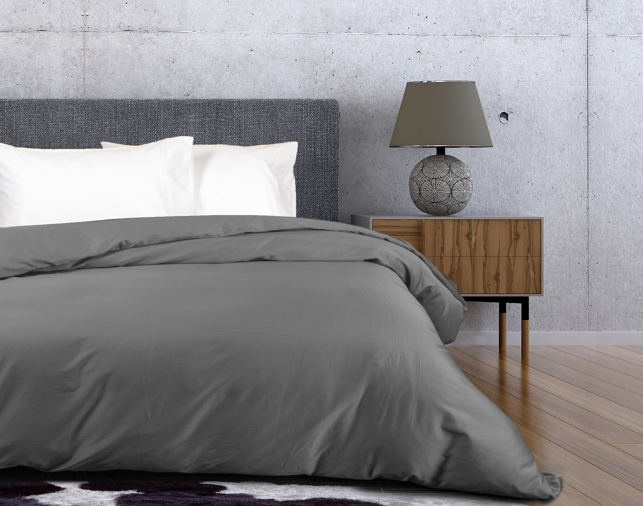 500tc Cotton Sateen Duvet Cover Stone Grey