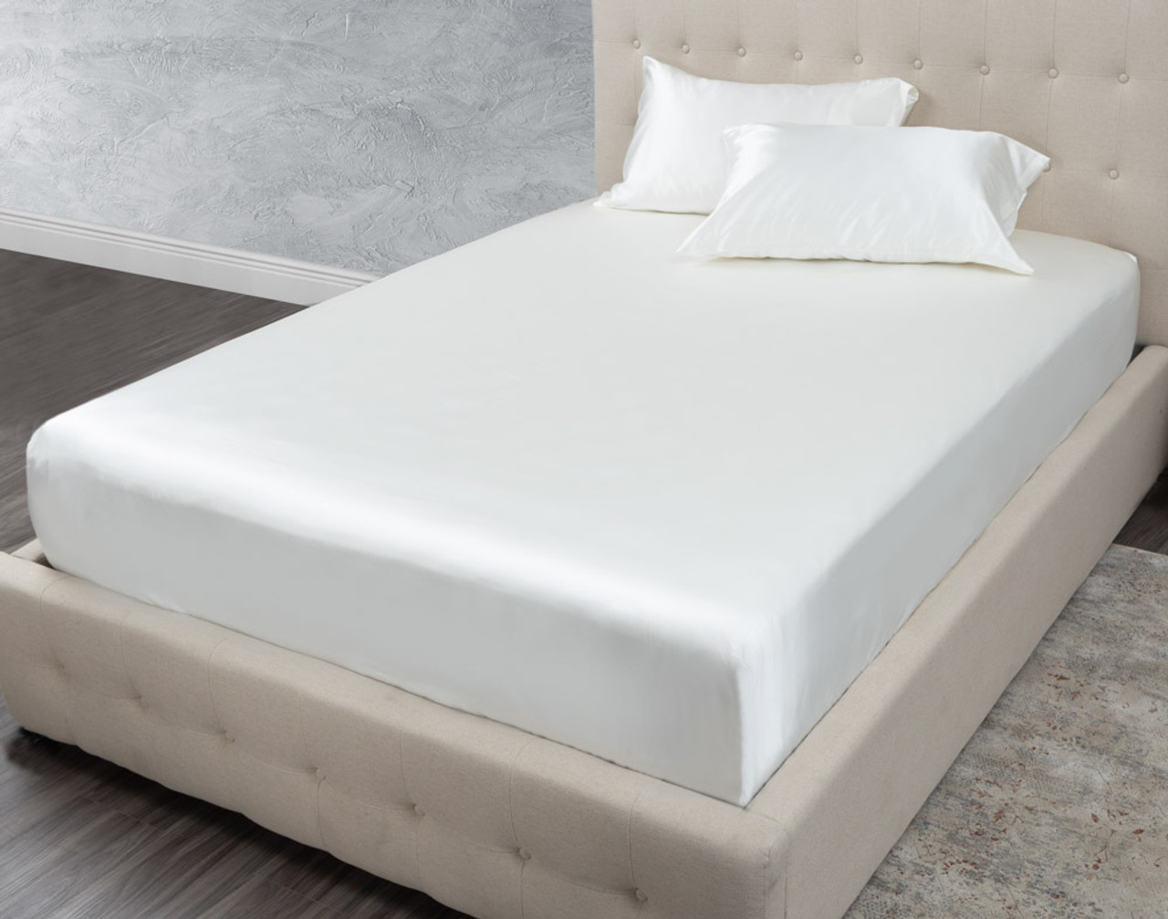 Verve Fitted Sheet shown with matching pillowcases (sold separately)