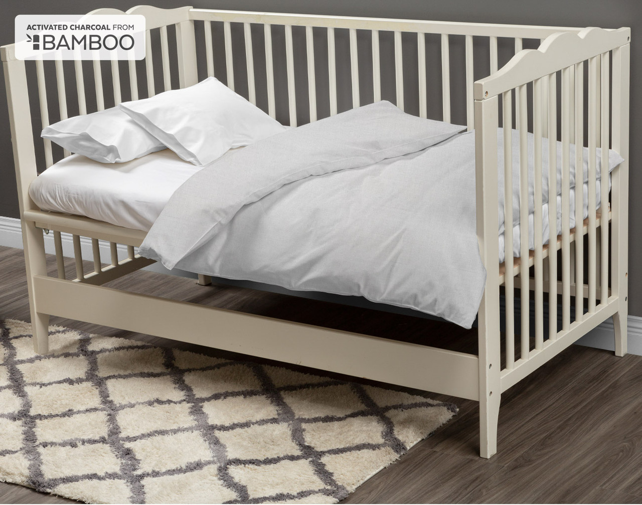 Bamboo Cotton Crib-Sized Duvet Cover - Activated Charcoal