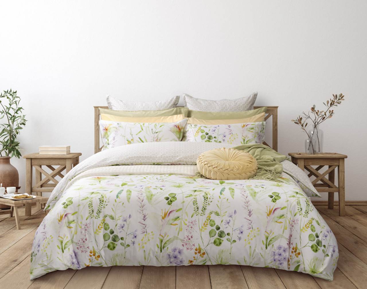 Bedroom Set 'Sage Green Floral' Duvet Cover