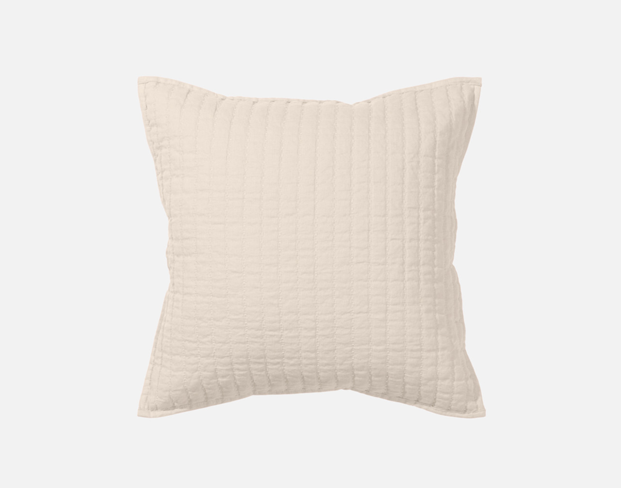 Front view of our Linen Cotton Square Cushion Cover in Flax sitting against a solid white background.