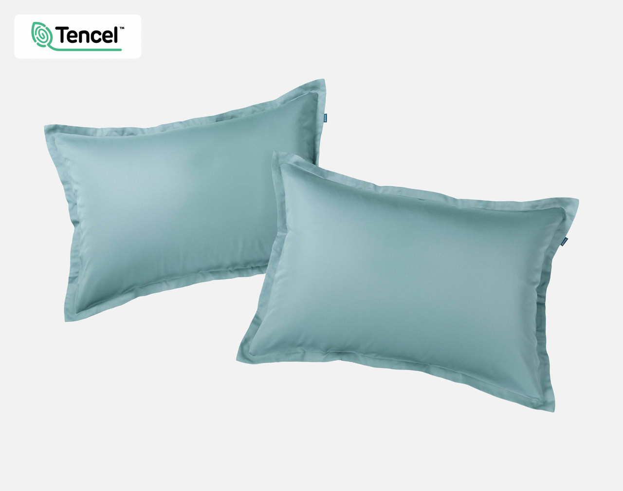 Front view of two BeechBliss TENCEL™ Modal Pillow Shams in Tidewater sitting adjacent on a solid white background.
