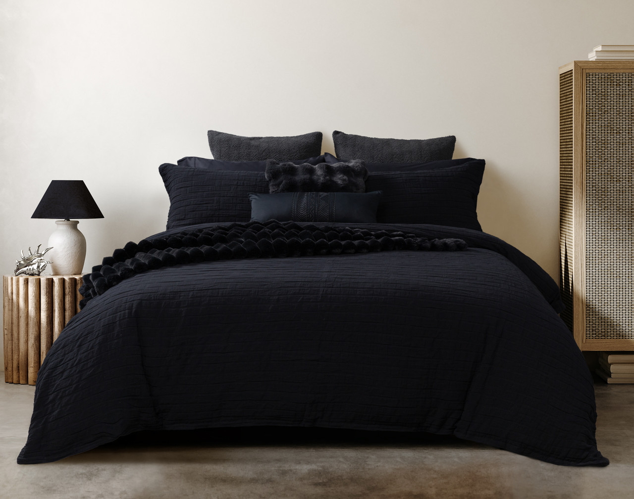 Jetset Black Duvet Cover QE Home - Main Image