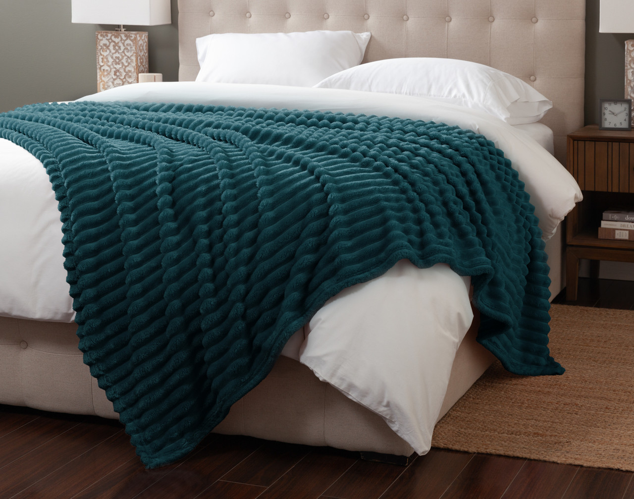 Ribbed Plush Blanket Coastal QE Home - Main Image