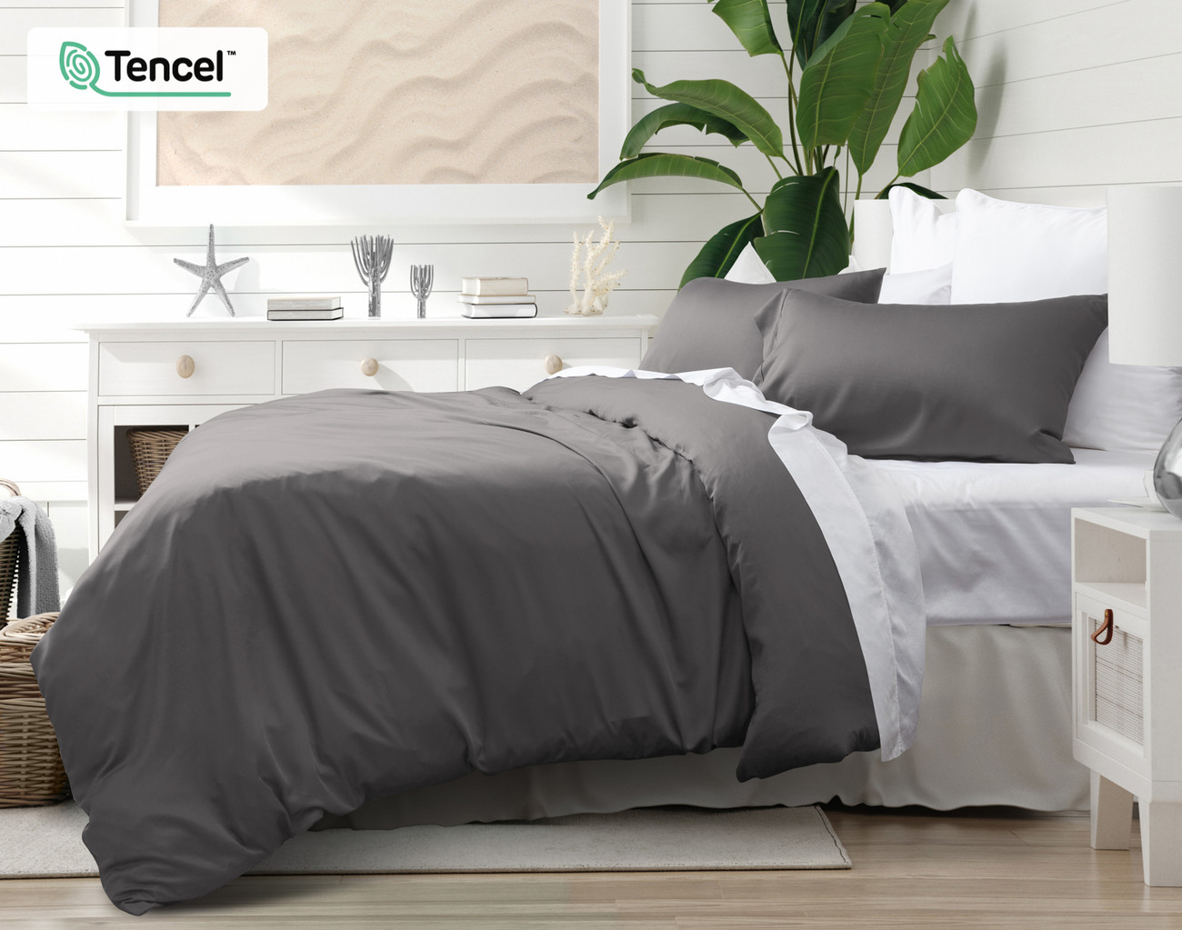 Tencel Modal Four-pieces Bedding Set Pre-order Limited Sale (Gentle Gray),  1 - Fred Meyer