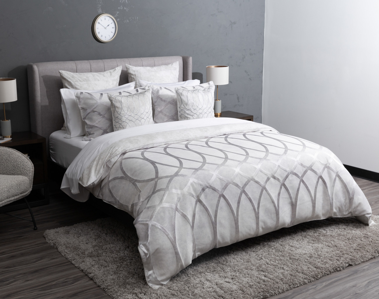 QE Home Cosmopolitan Duvet Cover Geometric Grey Super King