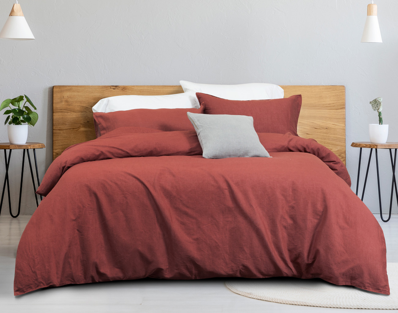 Linen Blend Duvet Cover Set in Apple 