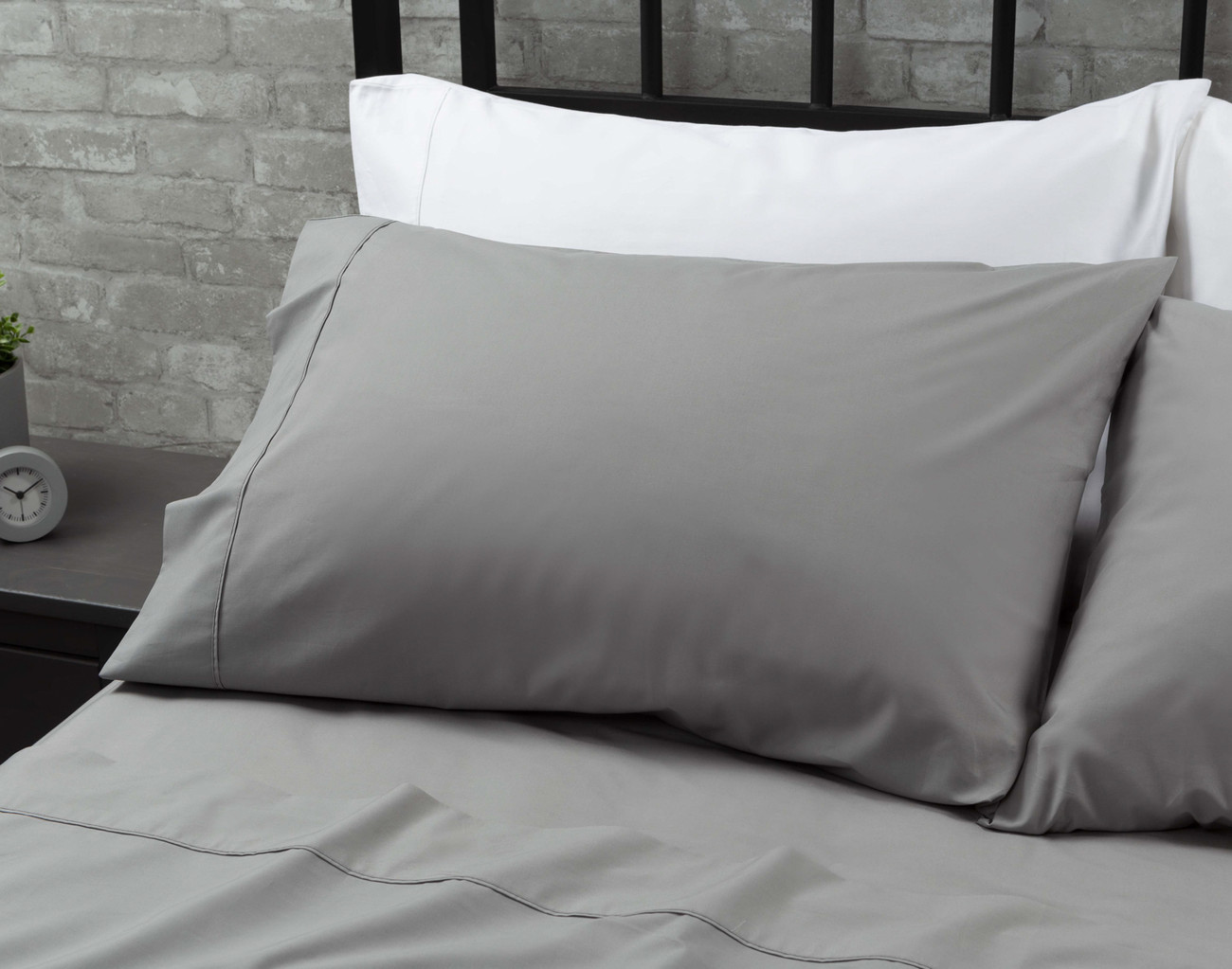 Cotton Percale Sheet Set - Grey