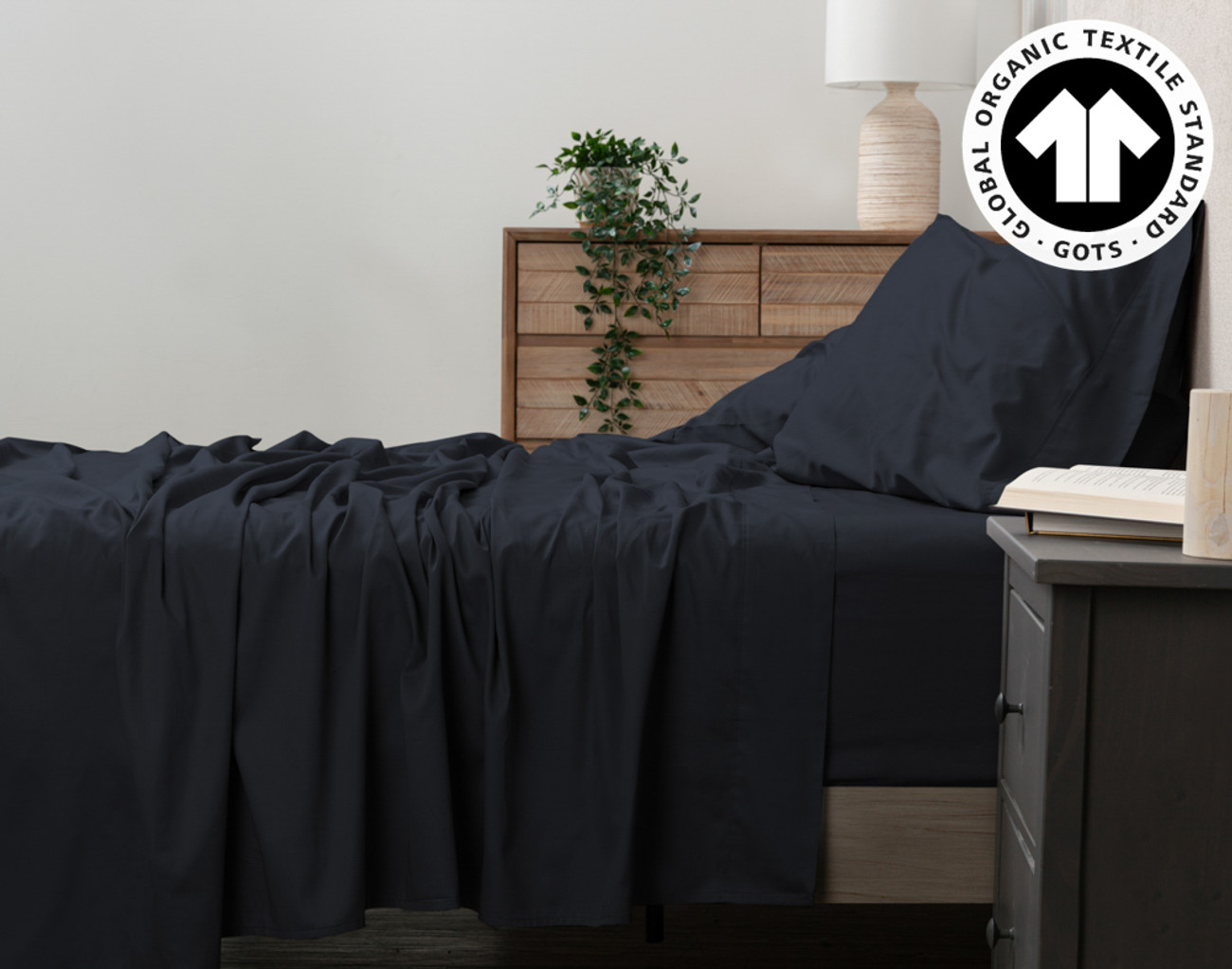 300TC Organic Cotton Sheet Set - Night Time | QE Home