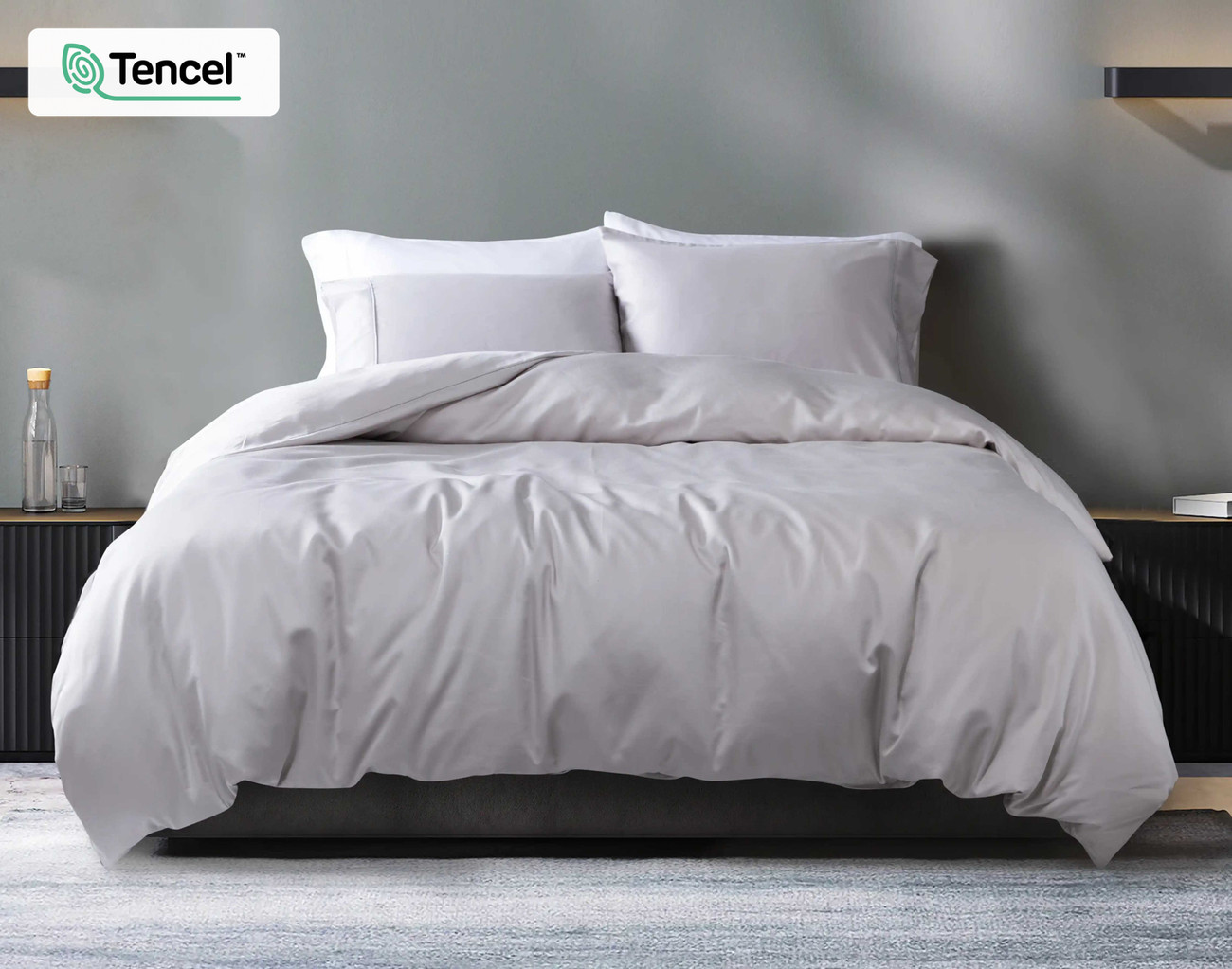 Eucalyptus Luxe TENCEL™ Lyocell Duvet Cover - Silver | QE Home
