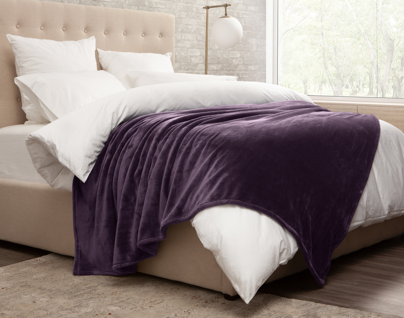 Cashmere Touch Fleece Blanket - Purple | QE Home
