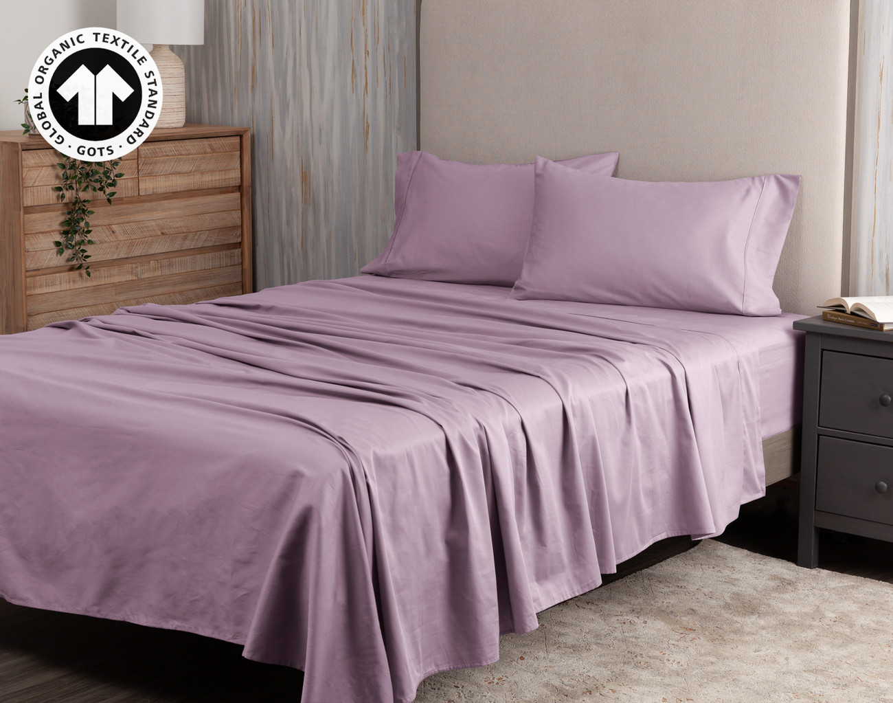300TC Organic Cotton Sheet Set - Amethyst Purple