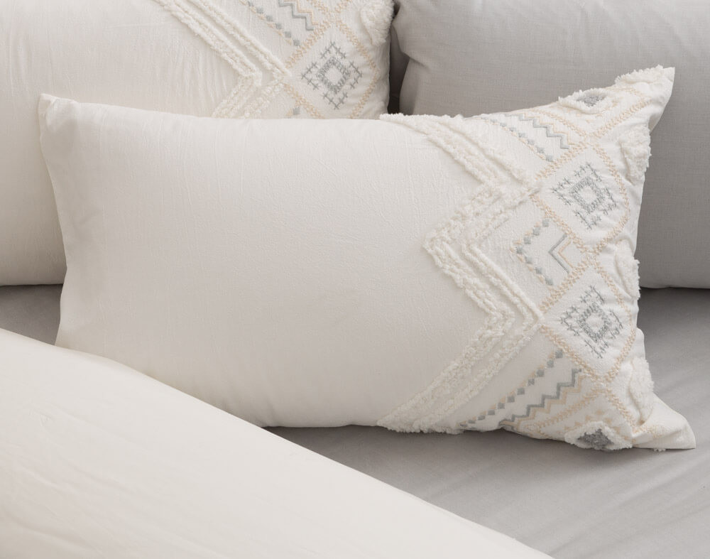 Charity White Geometric Duvet Cover QE Home