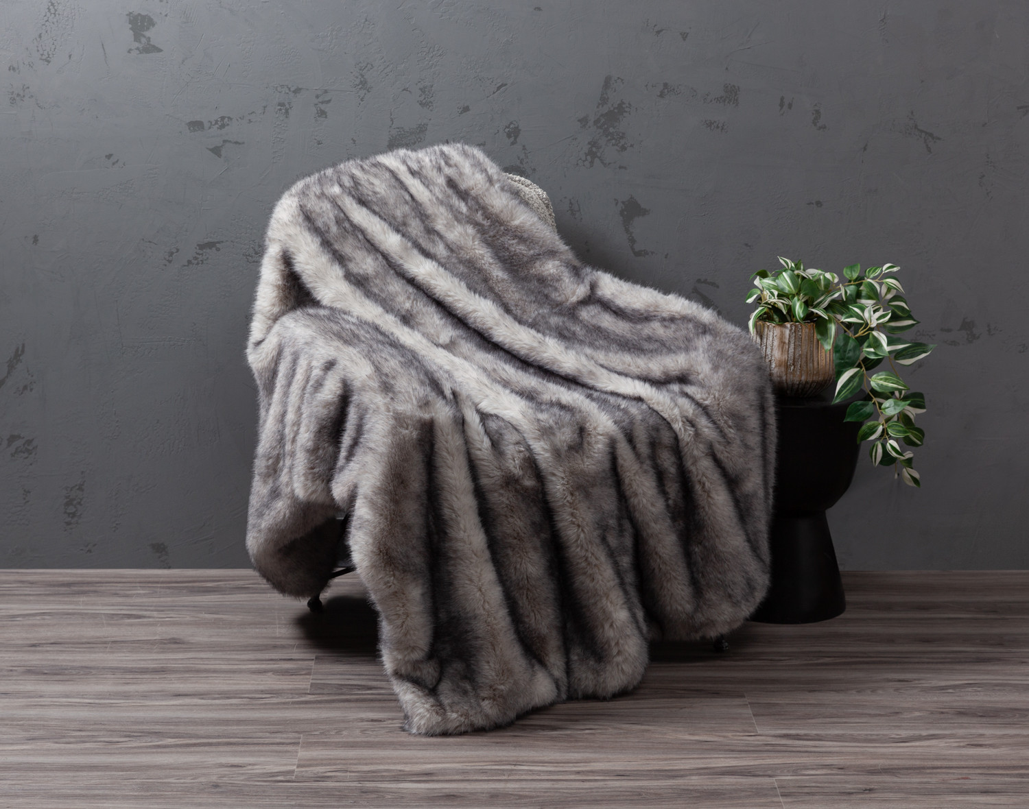 Tip Dyed Faux Fur Throw Mink Grey QE Home