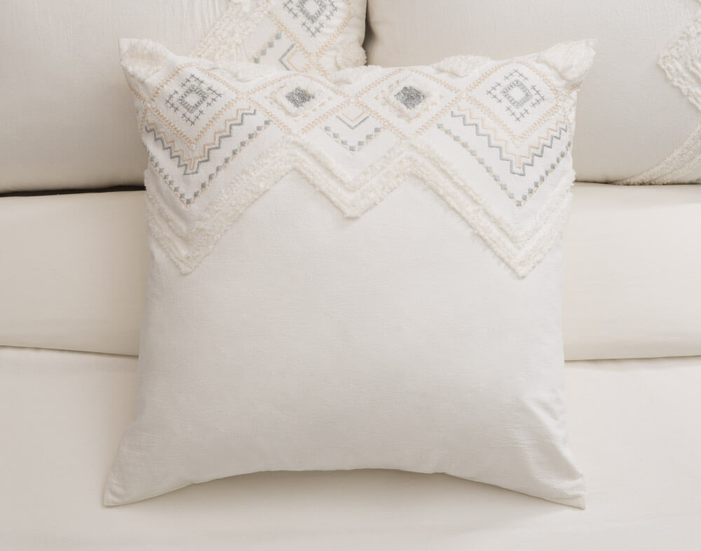 Charity White Geometric Duvet Cover QE Home