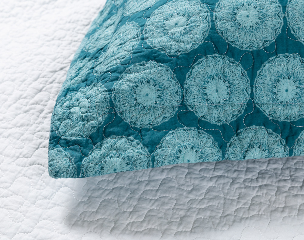 Mantra Teal Cotton Quilt Set QE Home