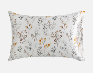 Our Willow Mulberry Silk Pillowcase sitting against a solid white background.