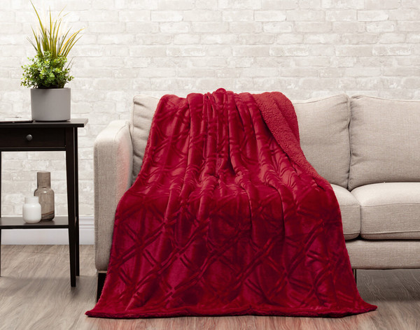 Diamond Etched Throw - Ruby