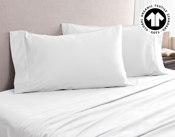 300TC Organic Cotton Pillowcases - White (Set of 2)