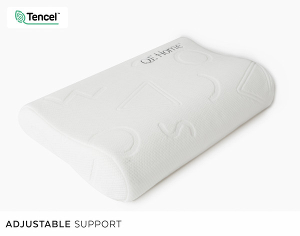 Side view of the rounded edges on our Small Adjustable Memory Foam Pillow.