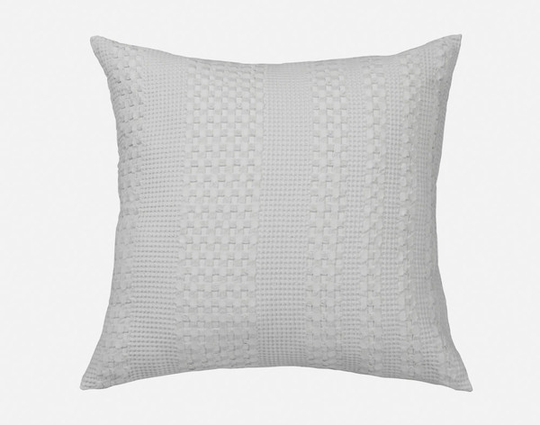 Our Waffle Cotton Euro Sham in Grey sitting against a white background.