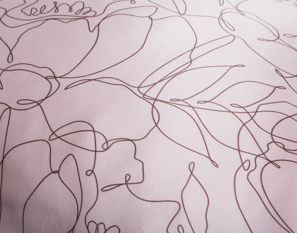 Close-up of the black line pattern on our 100% Mulberry Silk Pillowcase in Anjel.
