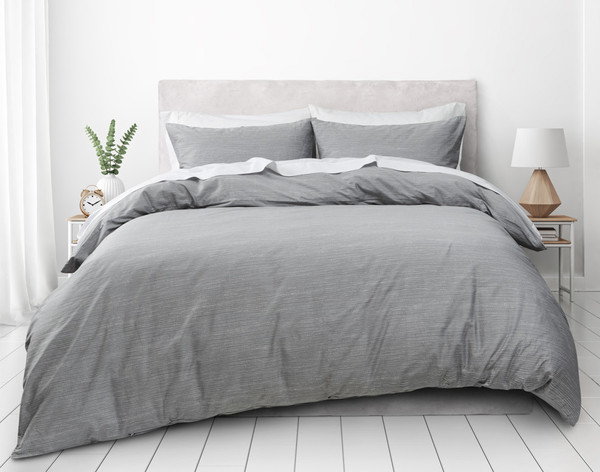 Flux Organic Cotton Duvet Cover with matching grey colour and white pattern.
