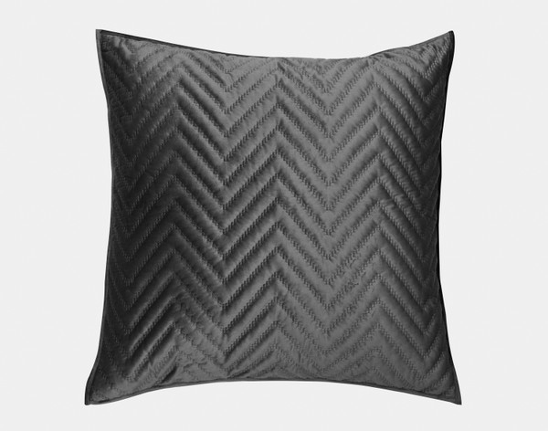 Front view of our Quilted Chevron Euro Sham in Charcoal Grey.
