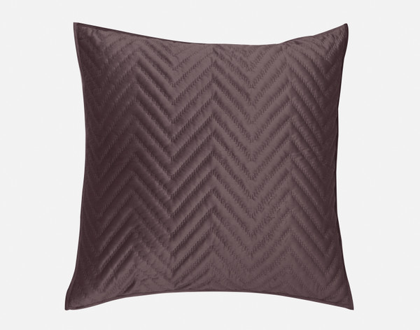 Front view of our Quilted Chevron Euro Sham in Woodrose Mauve.