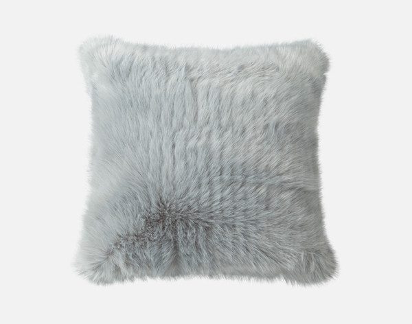 Front view of our Angora Square Cushion Cover in Silver against a white background.
