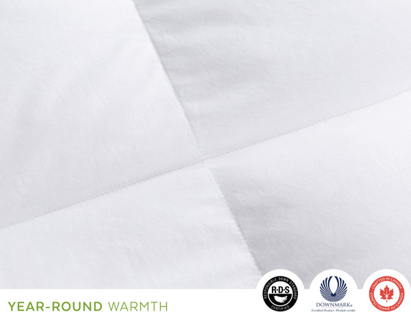 Close-up on the stitching on our Imperial Hungarian White Goose Down Duvet.