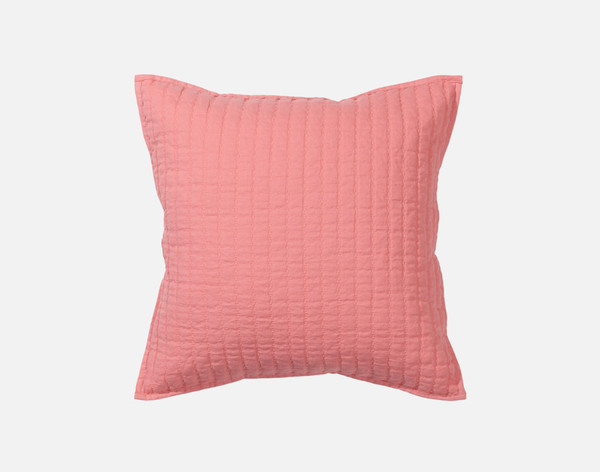 Front view of our Linen Cotton Square Cushion Cover in Fuchsia sitting against a solid white background.