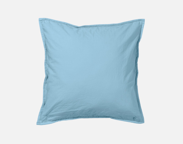 Reverse of our Linen Cotton Square Cushion Cover in Lake to show its solid cotton reverse.