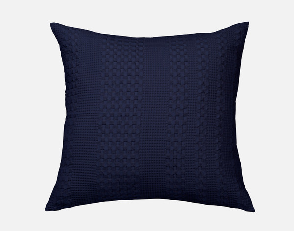 Our Waffle Cotton Euro Sham in Ink Blue sitting against a white background.