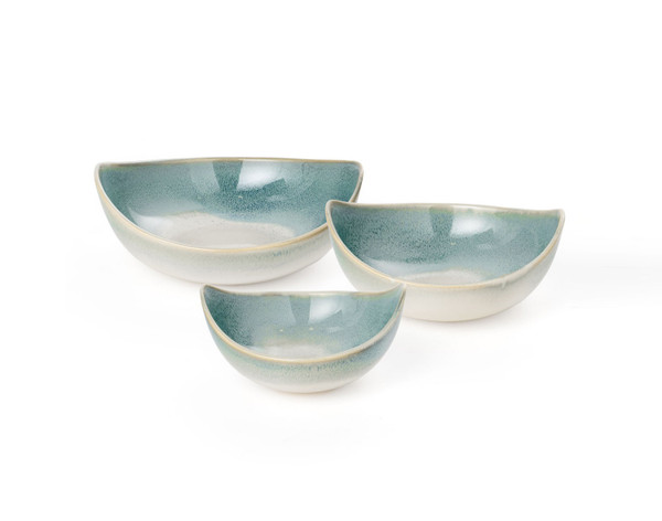 Front view of all three Dorian Decorative Ceramic Bowls sitting side-by-side to show each individual size.