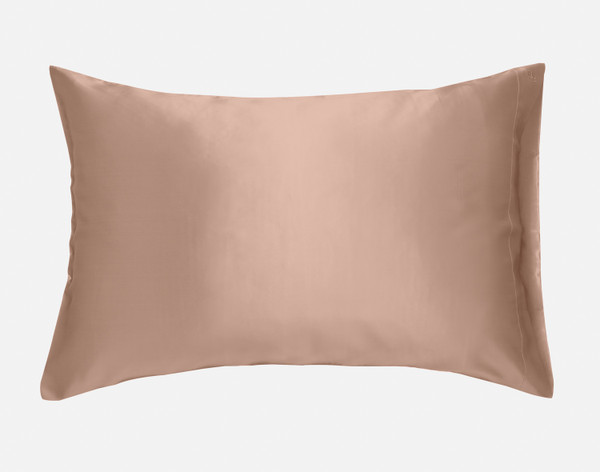 Our Mulberry Silk Pillowcase in Frosted Berry sitting against a solid white background.