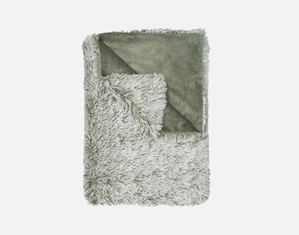 Top view of our Frosted Shaggy Throw in Mistywoods folded into a tidy square.