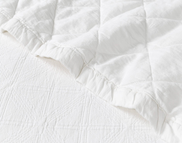 Folded edge on our Shelby Quilt Set to show its two sides together.