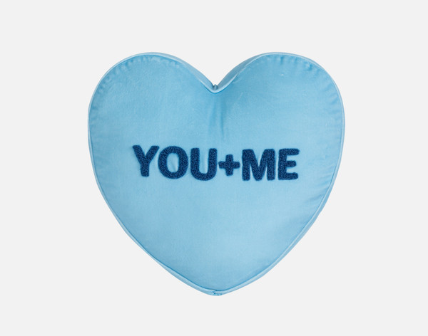 Front view of our You + Me Candy Heart Cushion.