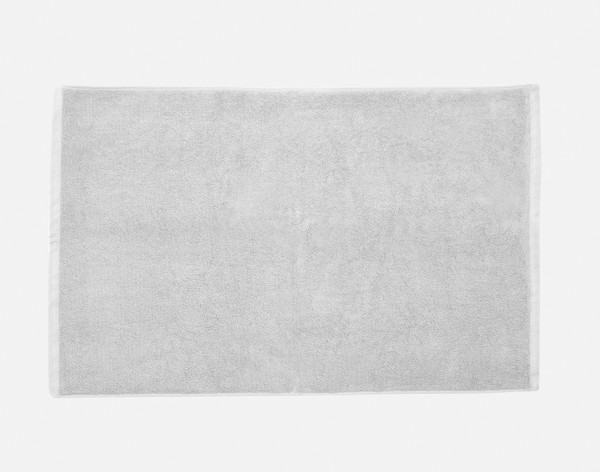 Top view of our Modal Cotton Bath Mat in Silver sitting against a solid white background.