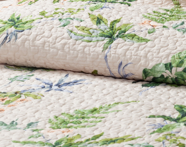 Close-up view of the simply soft surface on a folded segment of our Emerson Coverlet Set.