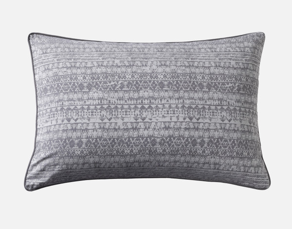 Front view of the patterned surface our Porter Pillow Sham resting against a solid white background.