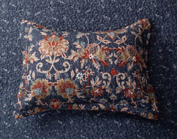 Top view of a coordinating pillow sham for our Alouette Recycled Polyester Coverlet Set.